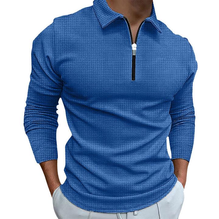 Men's structured long-sleeve shirt with zipper and stand-up collar Lisslune