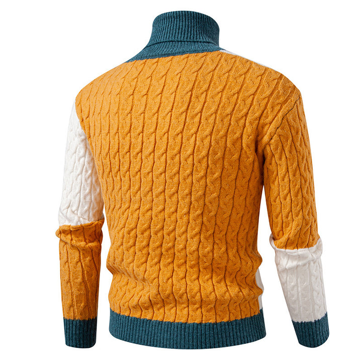 Men's high-quality knitted sweater with modern color block design Lisslune