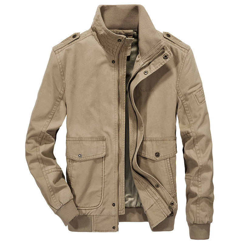 Men's Casual Utility Jacket with Adjustable Collar and Practical Pockets Lisslune