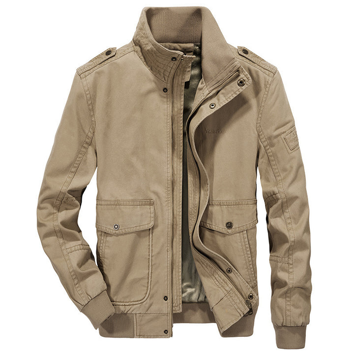 Men's Casual Utility Jacket with Adjustable Collar and Practical Pockets Lisslune