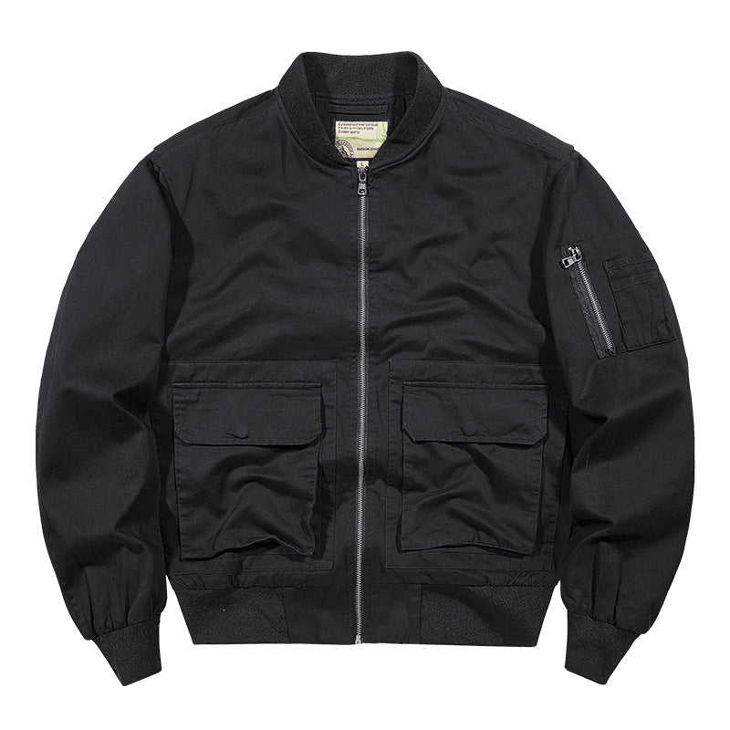 Men's Bomber Jacket with Practical Pockets and Quilted Lining Lisslune