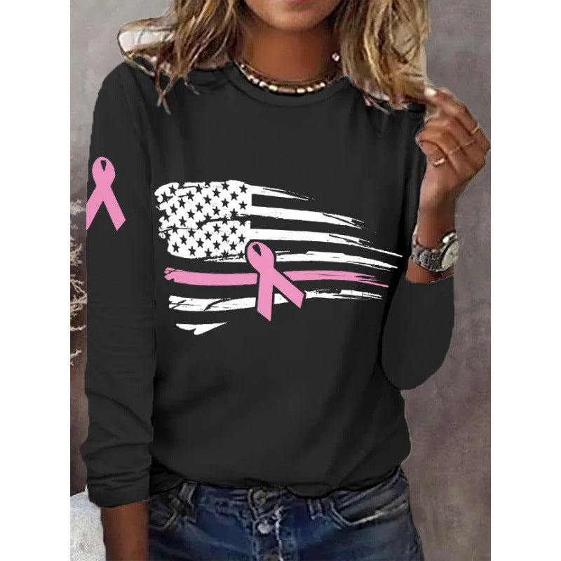 Women's casual T-shirt with creative flag and bow design Lisslune