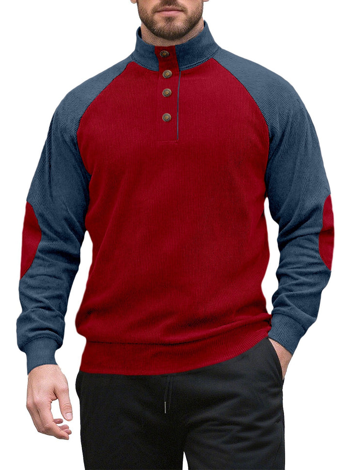 Men's knitted sweater with modern stand-up collar and button placket Lisslune
