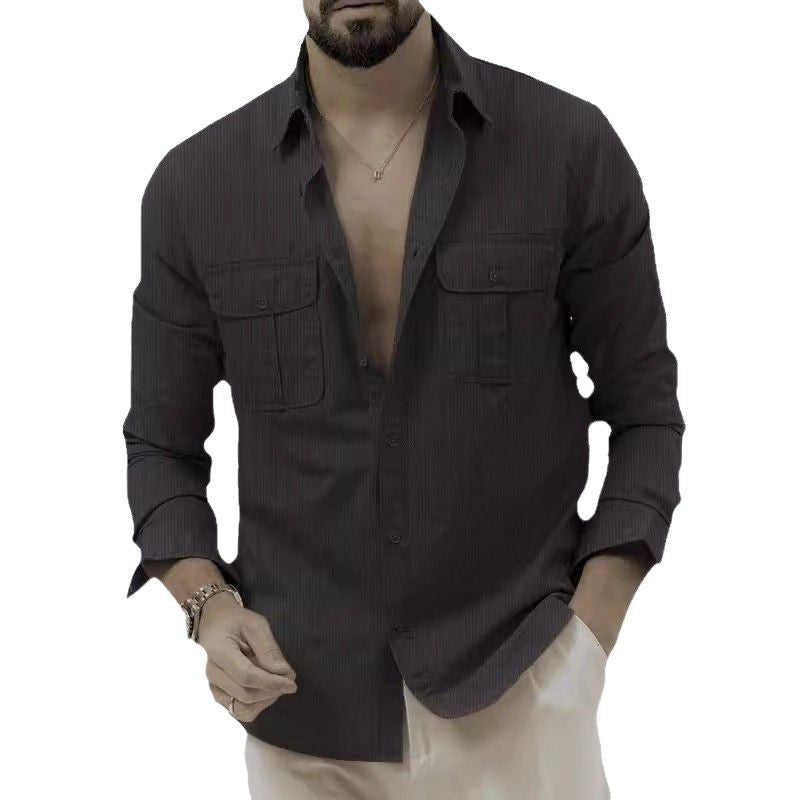 Men's long-sleeve shirt with practical chest pockets and durable fabric Lisslune
