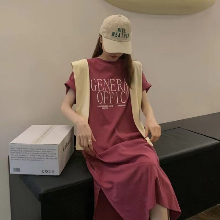 Women's Casual T-Shirt Dress with Creative Slogan Lisslune