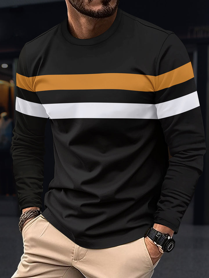 Men's fashionable long-sleeve shirt with sporty stripes Lisslune