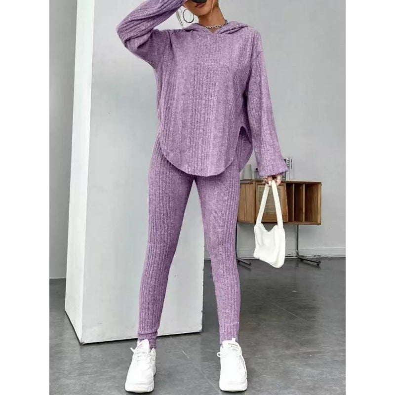 Damen Bequemes Lounge-Set mit Kapuze und schmalen Hosen Lisslune