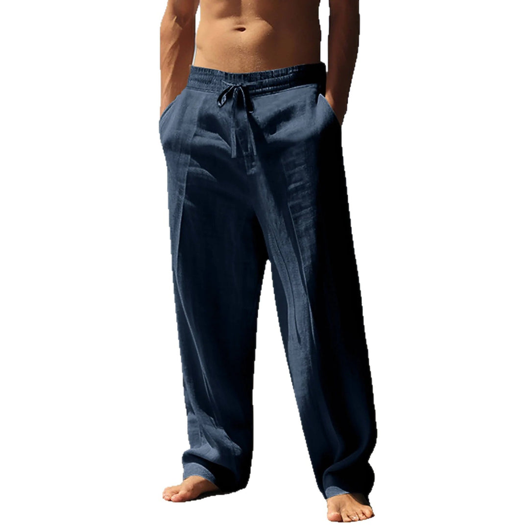Men's casual linen pants with elastic waist and side pockets Lisslune