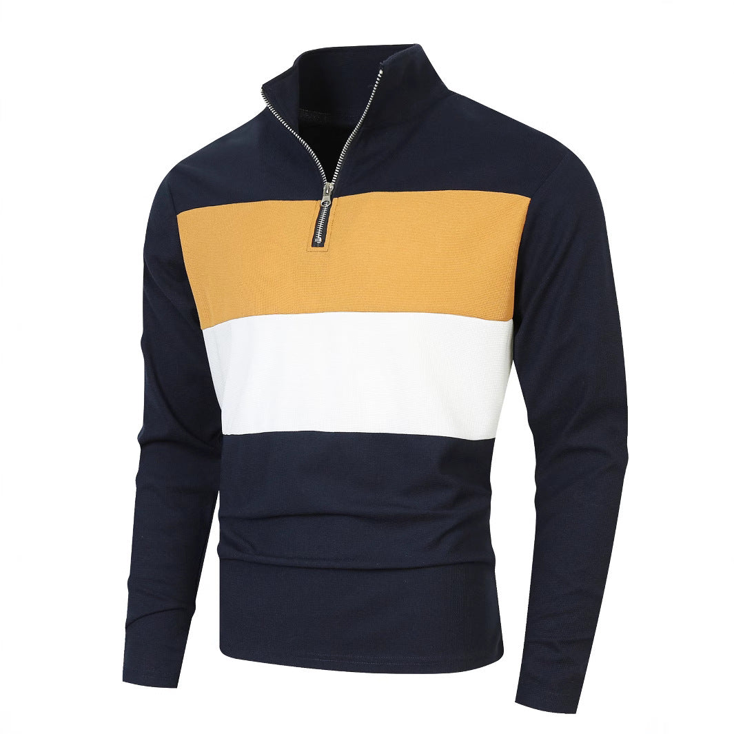 Men's sporty pullover with stand-up collar and deep zipper Lisslune