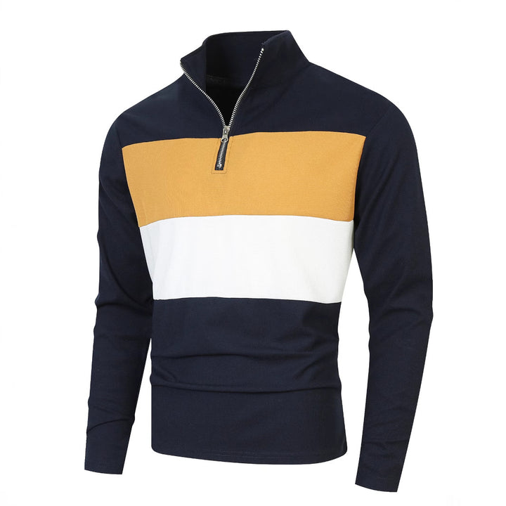 Men's sporty pullover with stand-up collar and deep zipper Lisslune