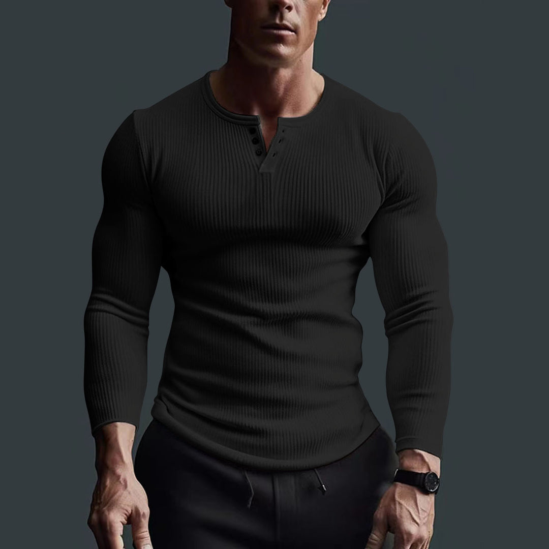 Men's Long Sleeve Button Shirt in Modern Rib Design Lisslune