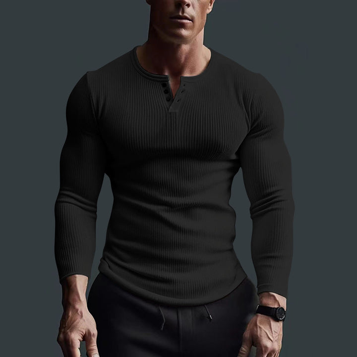 Men's Long Sleeve Button Shirt in Modern Rib Design Lisslune