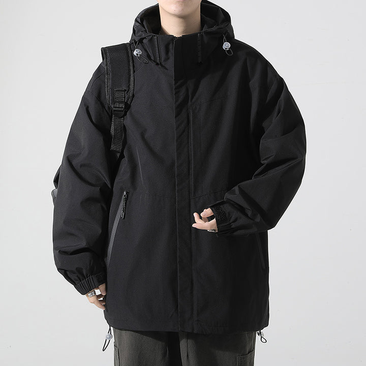 Men's Waterproof Transition Jacket with Adjustable Hood Collar and Practical Pockets Lisslune