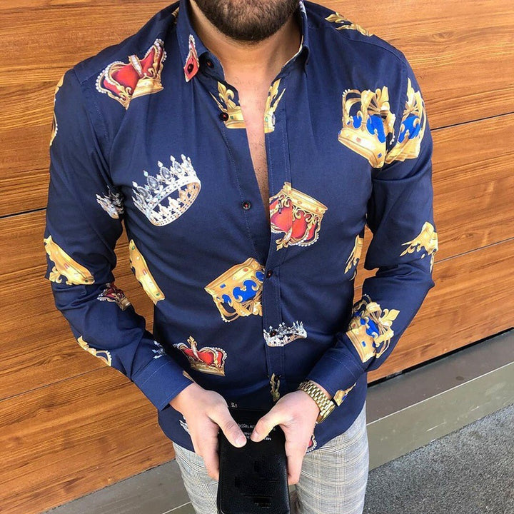 Men's silk shirt with royal motif Lisslune