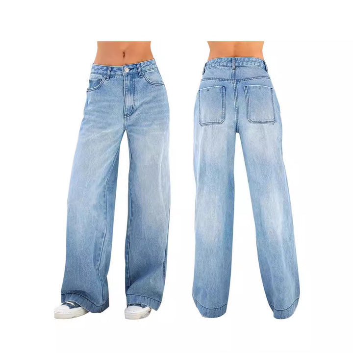 Damen weite Jeans mit hohem Bund und lässigem Schnitt Lisslune