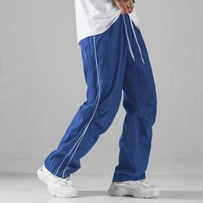 Men's Breathable Casual Pants with Side Stripe and Elastic Waistband Lisslune