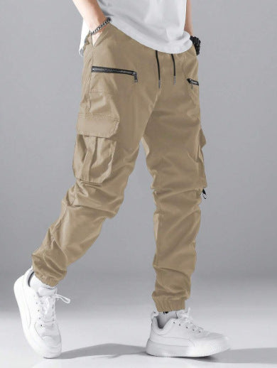 Men's cargo joggers with elastic waistband and practical zip pockets Lisslune