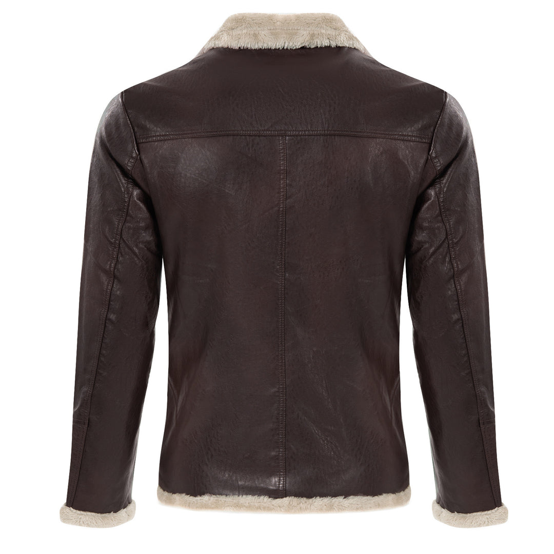 Men's elegant leather jacket with cuddly collar Lisslune