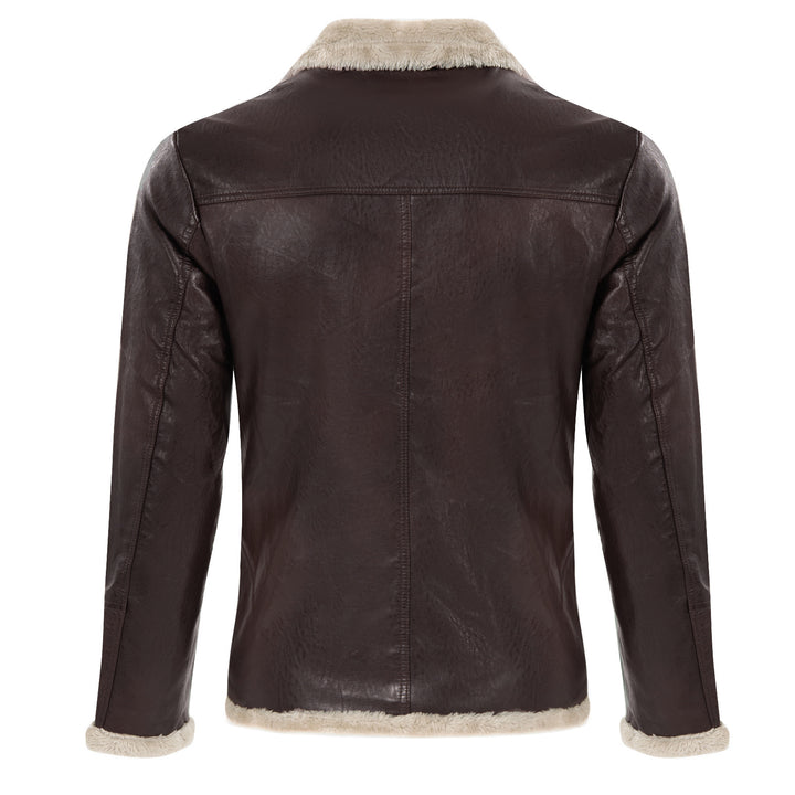 Men's elegant leather jacket with cuddly collar Lisslune