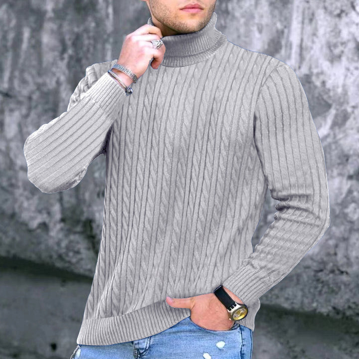 Men's modern turtleneck sweater with textured design Lisslune