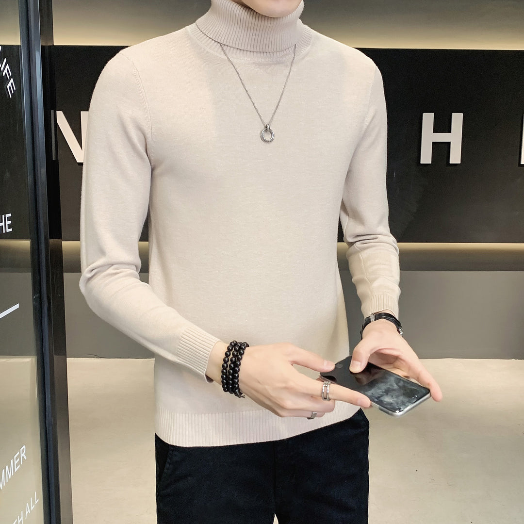 Men's sweater with high collar made of soft knitted fabric Lisslune