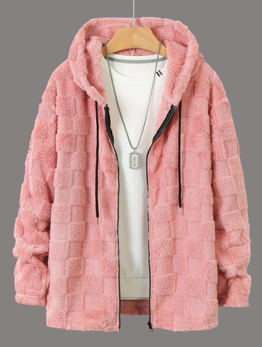 Men's fleece jacket with textured design and practical zipper Lisslune