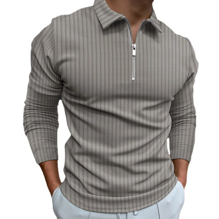 Men's Long Sleeve Polo Shirt with Zipper Lisslune