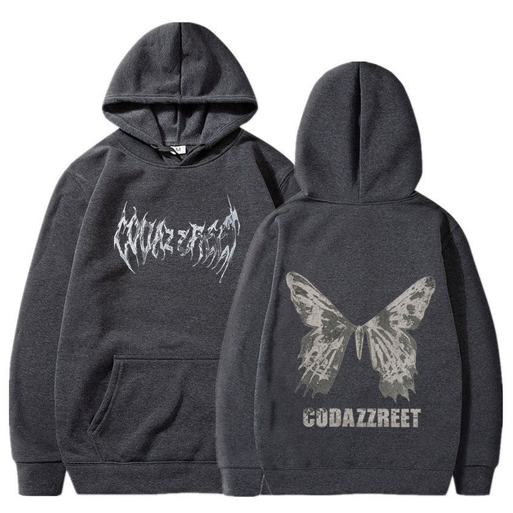 Women's hoodie with eye-catching butterfly design and artistic lettering Lisslune