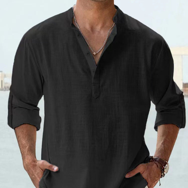 Men's half-sleeve shirt with Henley neckline and casual fit Lisslune