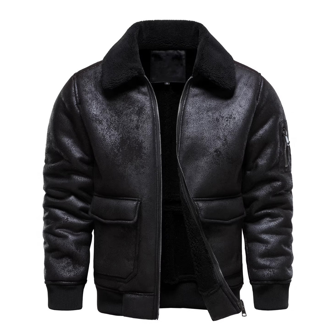 Men's Flight Jacket with Warm Inner Lining and Practical Pockets Lisslune