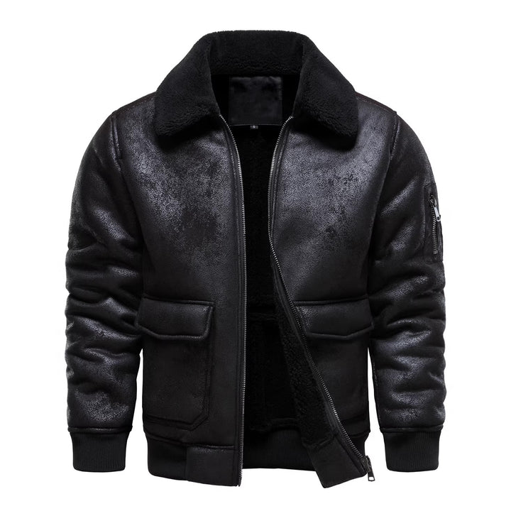 Men's Flight Jacket with Warm Inner Lining and Practical Pockets Lisslune
