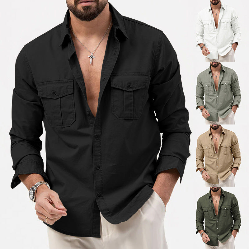 Men's cotton shirt with patch pockets Lisslune