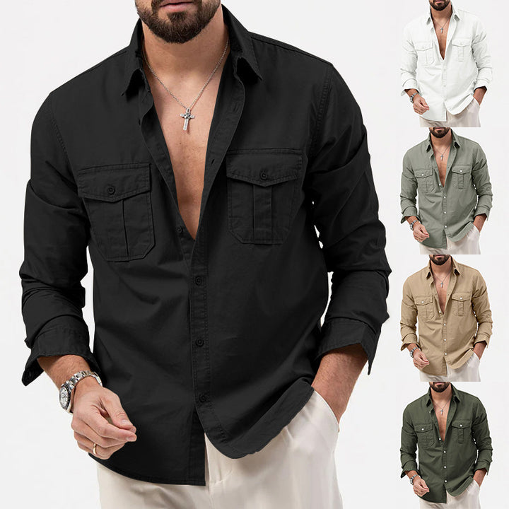 Men's cotton shirt with patch pockets Lisslune