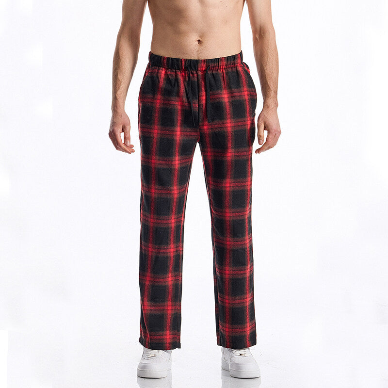 Men's flannel pajama pants with comfortable elastic waistband Lisslune