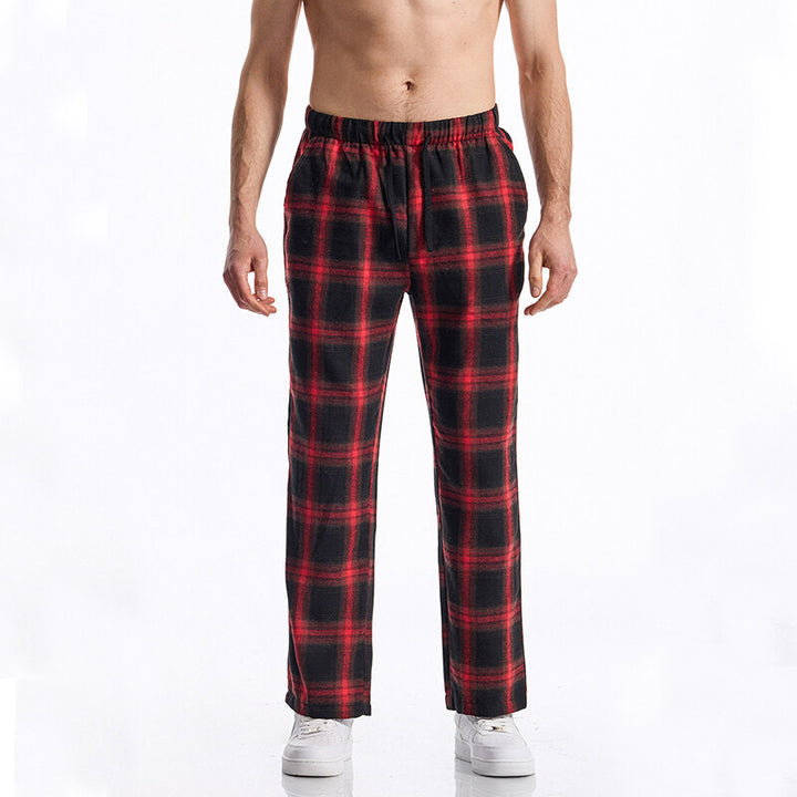 Men's flannel pajama pants with comfortable elastic waistband Lisslune