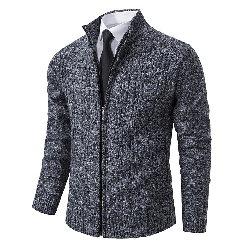 Men's cardigan with stand-up collar and textured pattern Lisslune