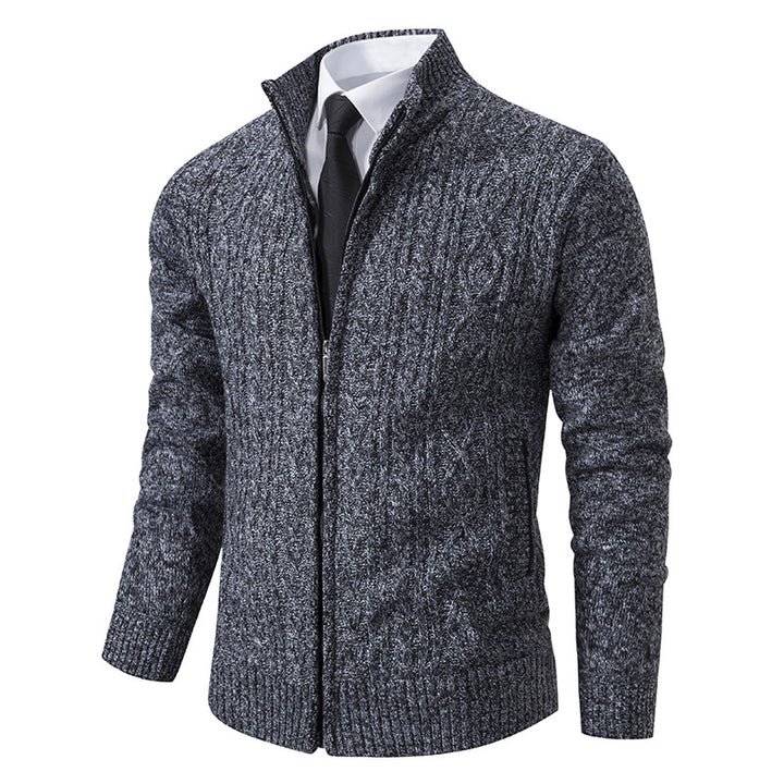 Men's cardigan with stand-up collar and textured pattern Lisslune