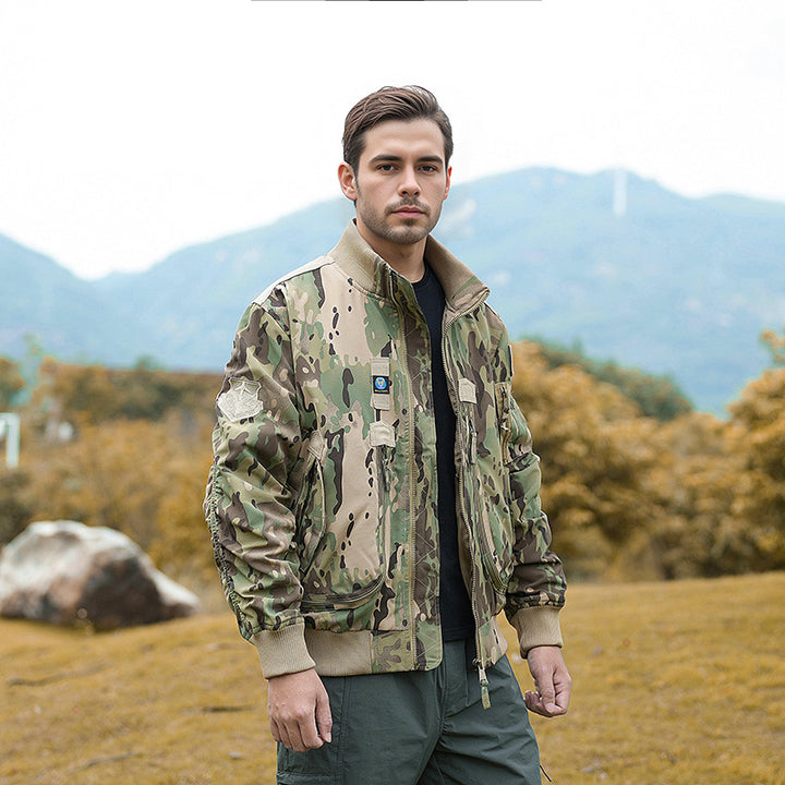 Men's Robust Pilot Jacket with Multifunctional Zipper Pockets Lisslune
