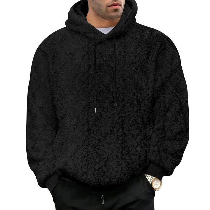 Men's Fleece Hoodie with Textured Design Lisslune