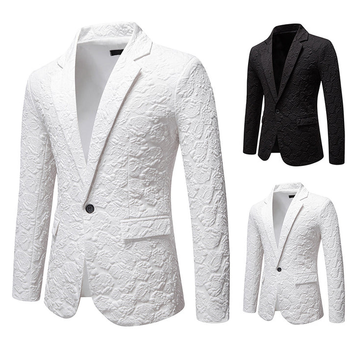Men's Elegant Blazer with Textured Floral Pattern Lisslune