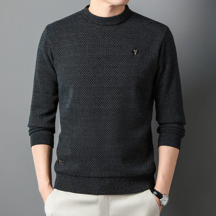 Men's Structured Sweater with Round Neckline and High-Quality Knit Texture Lisslune