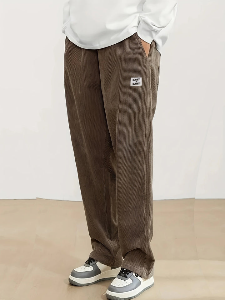 Women's wide corduroy trousers with elastic waistband and side pockets Lisslune