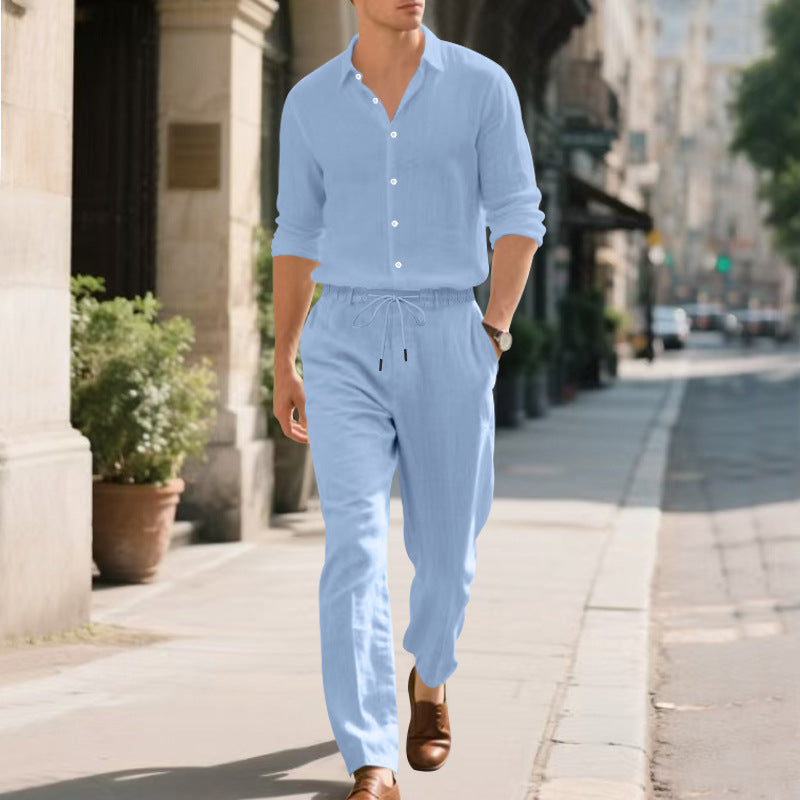 Men's airy linen pants with adjustable waistband and side pockets Lisslune