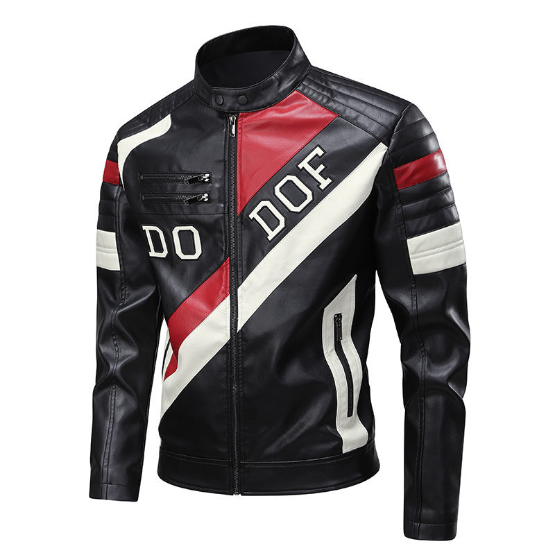 Men's Stylish Biker Jacket with Contrasting Details and Leather Accents Lisslune