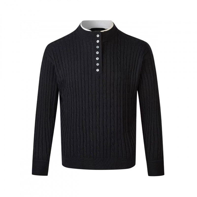 Men's fine-knit sweater with decorative button details Lisslune