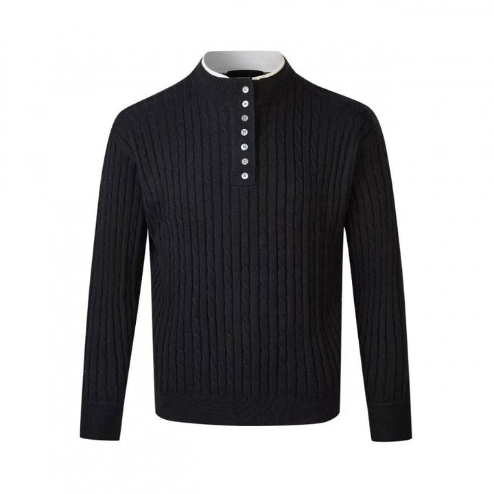 Men's fine-knit sweater with decorative button details Lisslune