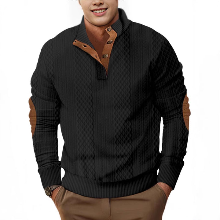 Men's Stylish Sweater with Textured Design and Chester Collar Lisslune