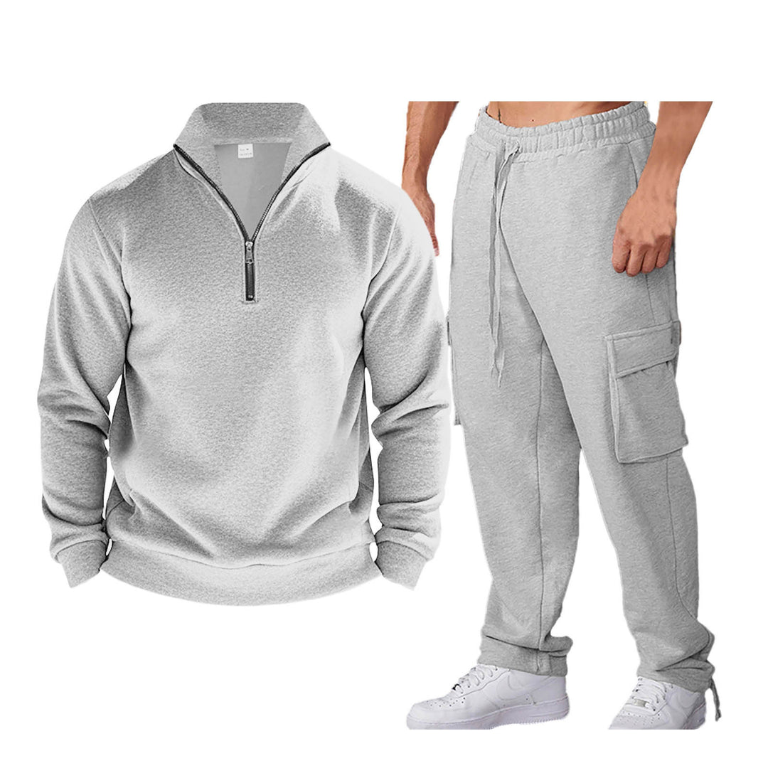 Men's Leisure Set with Practical Pockets and Fashionable Stand-Up Collar Lisslune