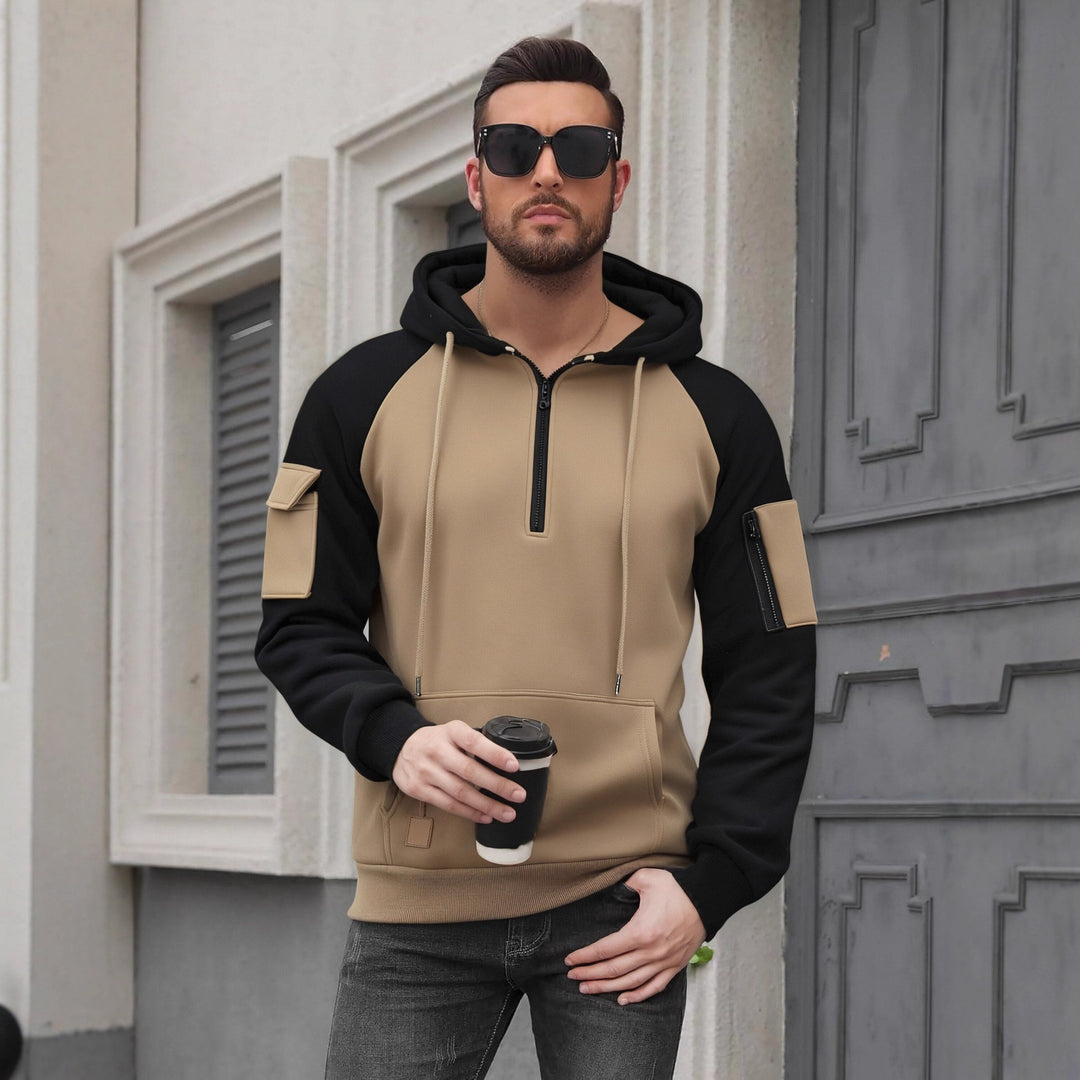 Men's Fashion Hoodie with Practical Zipper Details and Sporty Cut Lisslune