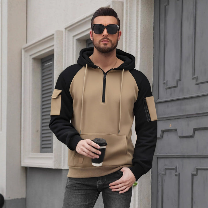Men's Fashion Hoodie with Practical Zipper Details and Sporty Cut Lisslune